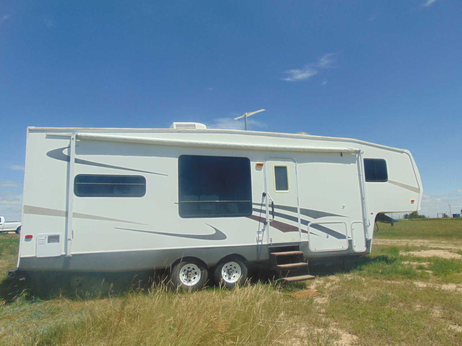 RV awning and entry exterior side view